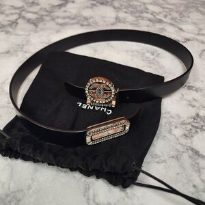 Chanel CC Crystal Logo Leather Belt 70/28